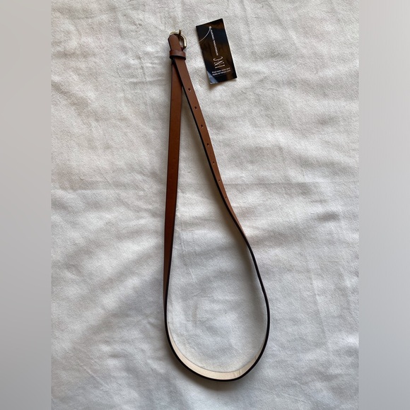 NWT INC International Concepts Skinny Brown Belt with Gold Hardware - Picture 1 of 4